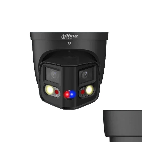 Dahua 2x4MP TIOC 2.0 Active Deterrence Turret Fixed Camera Black, DH-IPC-PDW3849-A180-AS-PV-ANZ-BLK - CTC Communications