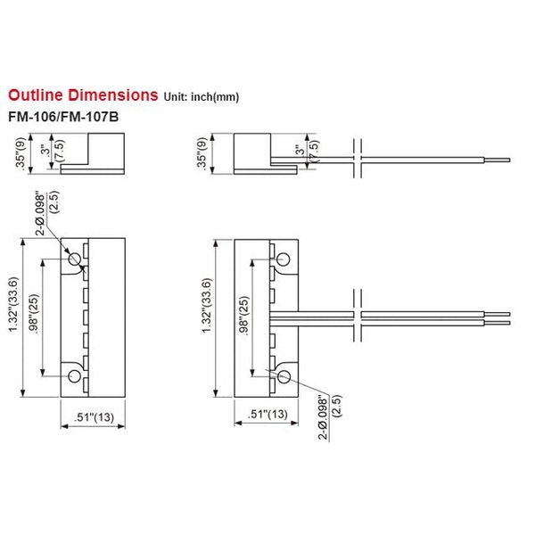 Tane Surface Mount Door and Window Contact Reed, FM-106