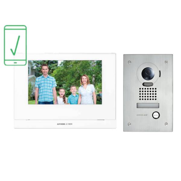 Aiphone Intercom Kit Smartphone Connection 7" Monitor Flush Mounted Door Station, JOS-1FW-CTC Security