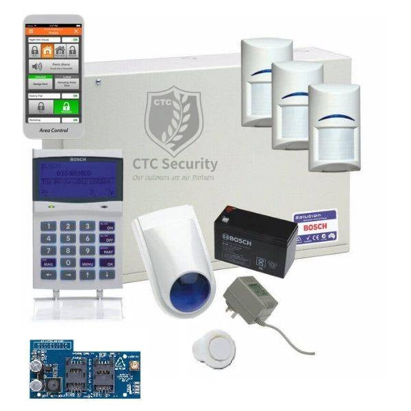 Bosch Solution 6000 GSM Kit with 3 x Gen 2 Quad Detectors, Slimline Siren-Flushmounted Piezo-CTC Security