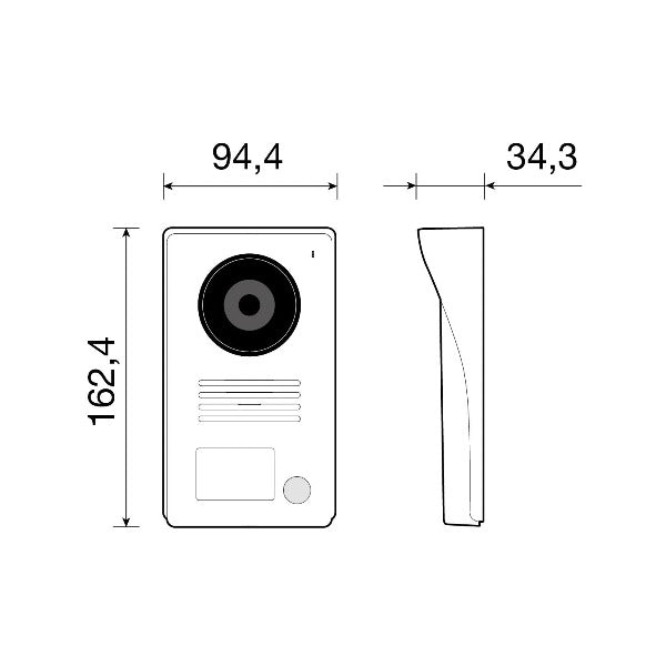 Elvox 2-Wire 1 Button Door Station ( non Wifi ) dimensions