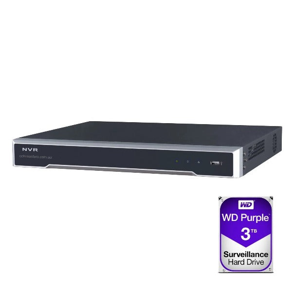 Hikvision16 Channel Network Video Recorder, 3TB Hard Drive, DS-7616NI-I2-16P-3TB