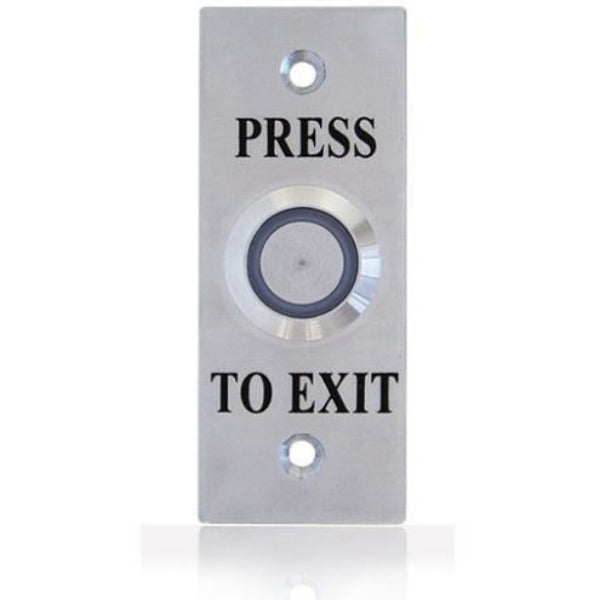 Smart Press to Exit Green Illuminated LED Flush Button Switch on Stainless Steel Architrave, WEL1911G