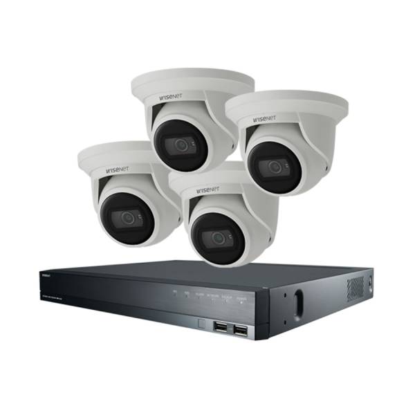 Wisenet Samsung CCTV Kit, 8 Channel Network Recorder, 4 x 5MP Turret Cameras