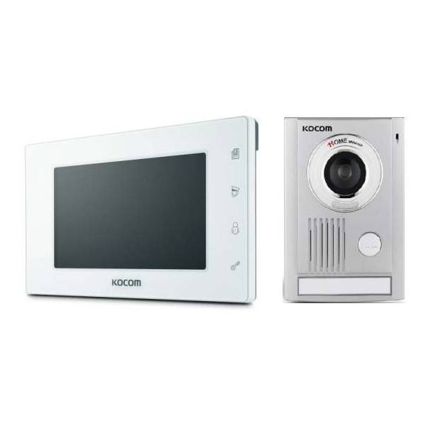 Kocom Intercom Kit 7" Screen with Large Door Station, White, KCV-504-Intercom Kit-CTC Security