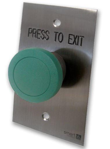 Smart Press to Exit Green Mushroom Button, Stainless Plate, SMART4352G-Exit Buttons-CTC Security