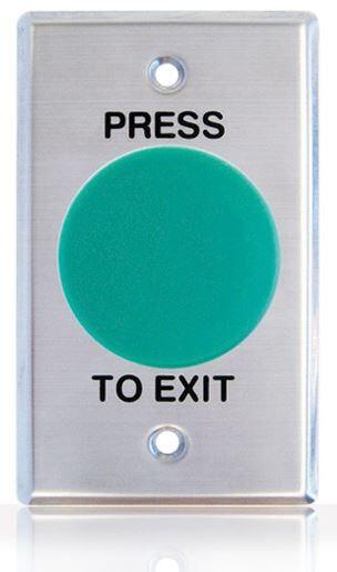 Smart Press to Exit Momentary Mushroom Green Button Flat S/S Plate, WEL2220G-Exit Buttons-CTC Security