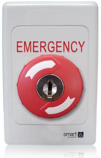 Smart Red Key-to-Release Button on Engraved Plastic Plate, SMART4375-Exit Buttons-CTC Security