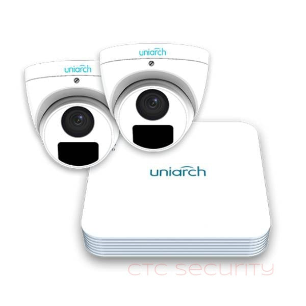 Uniarch Security Camera Kit, 4 Channel with 5MP Turret, 2 Cameras, 2TB Hard Drive